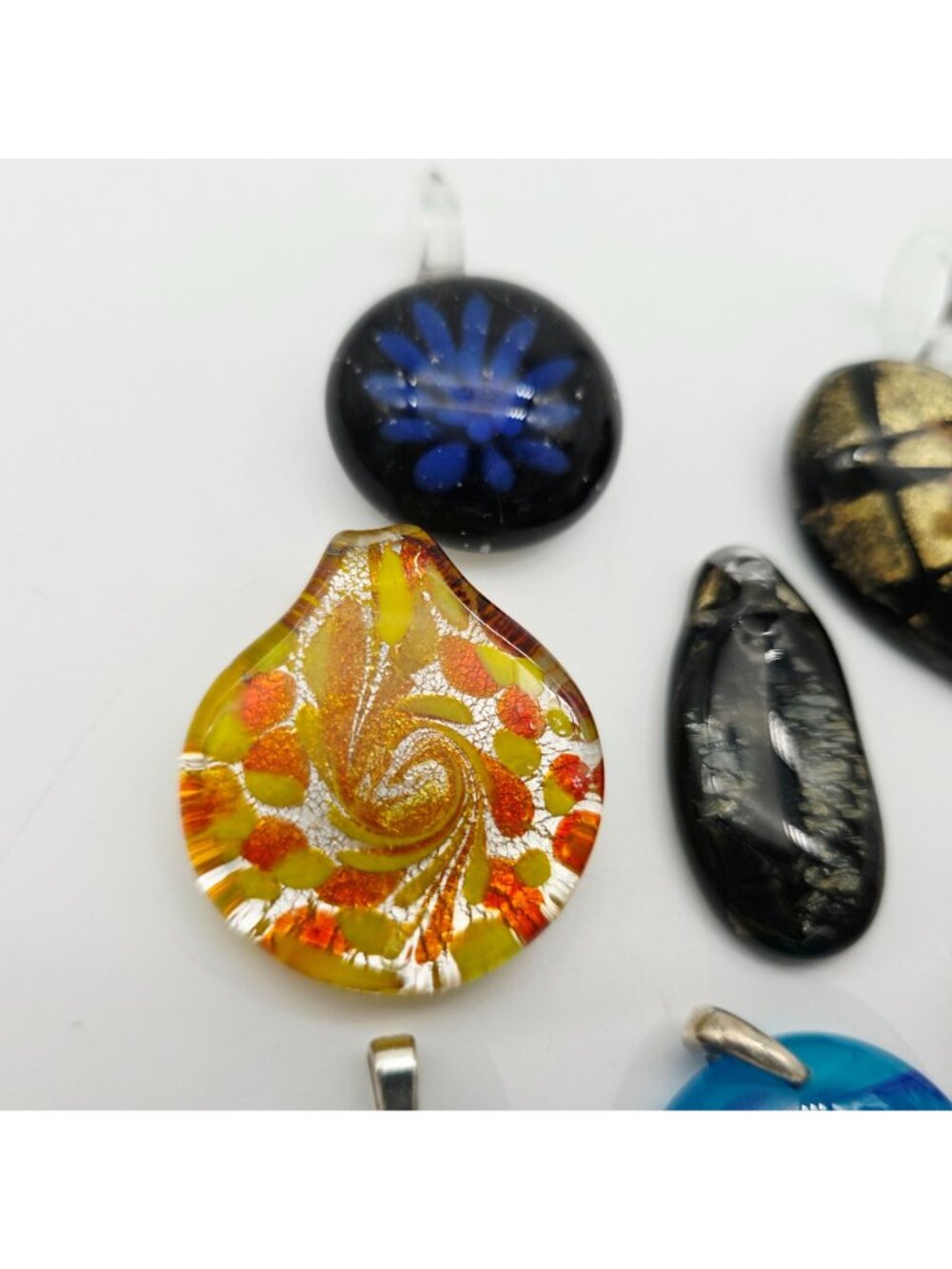 Glass Pendant Lot - Heart Swirl Round & Rectangle Vibrant Colors & Patterns - Picture 2 of 8